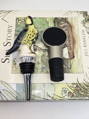 Lot Of 2 Wine Stoppers Crate & Barrel And Ceramic Bird